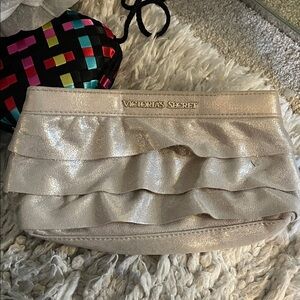 Victoria's Secret Shimmering Cream/Gold Ruffle Clutch